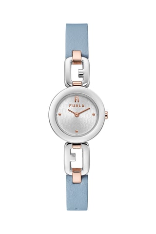 Reloj de cuarzo de piel - Azul y plateado