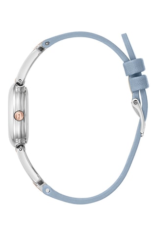Reloj de cuarzo de piel - Azul y plateado