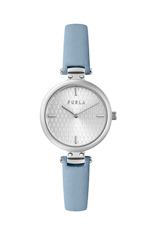 Reloj de cuarzo de piel - Azul y plateado