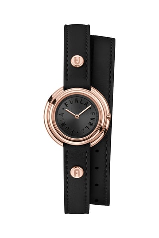 Reloj de cuarzo de piel bañado en oro rosa