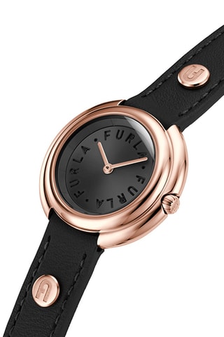 Reloj de cuarzo de piel bañado en oro rosa
