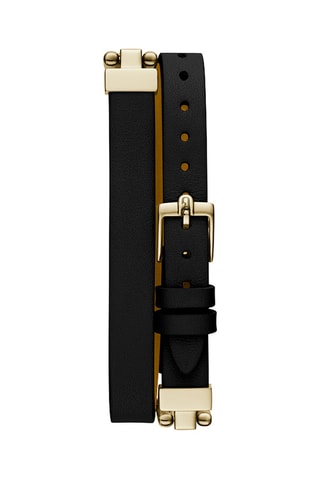 Reloj de cuarzo de acero y piel - Negro y dorado