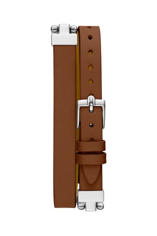 Reloj de cuarzo de acero y piel - Marrón y plateado