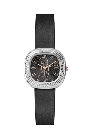 Reloj de cuarzo de piel - Negro y plateado