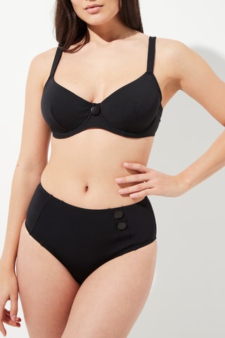 Slip bikini a vita alta Elea - Nero