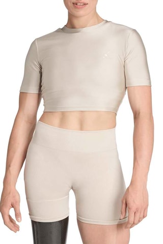 T-shirt cropped d’entrainement Workout Essentials - Beige