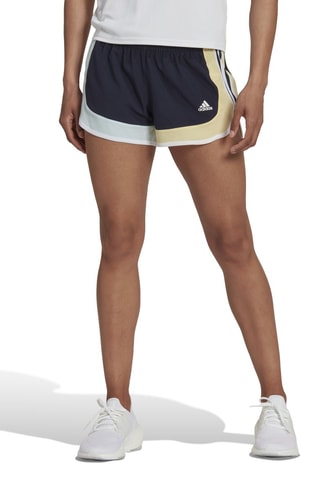 Short de running Bleu marine et jaune