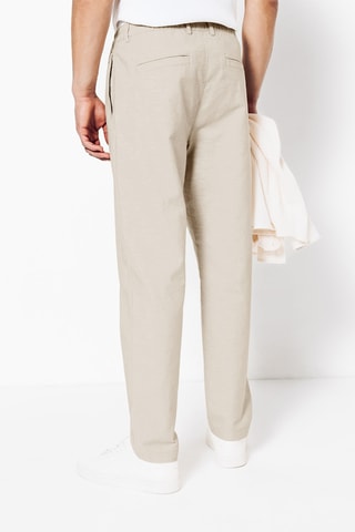 Pantalón chino tapered de lino - Beige