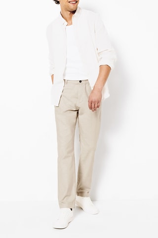 Pantalón chino tapered de lino - Beige