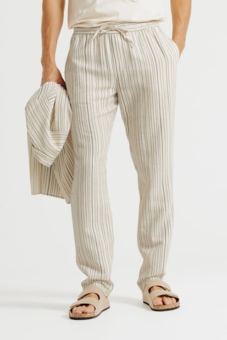 Gestreepte Broek tapered - Beige