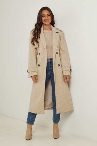 Rechte Lange Jas - Beige