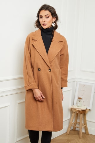 Manteau droit long - Camel