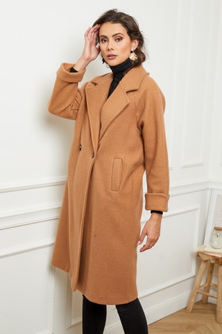 Manteau droit long - Camel