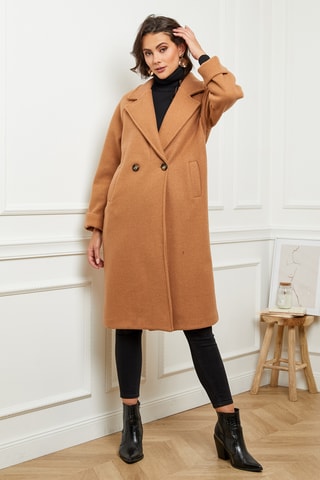 Manteau droit long - Camel
