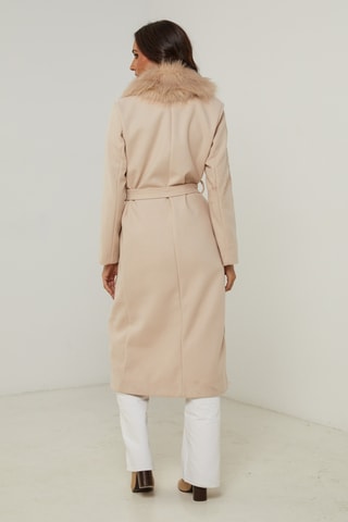 Lange Rechte Jas met Capuchon - Beige