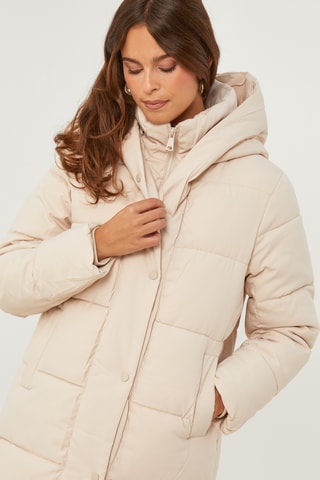 Gewatteerde Jas met Capuchon - Beige