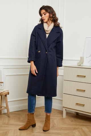 Rechte Lange Jas - Marineblauw