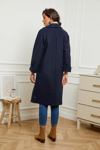Rechte Lange Jas - Marineblauw