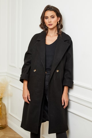 Manteau droit long - Noir