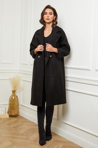Manteau droit long - Noir
