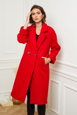 Manteau droit long - Rouge
