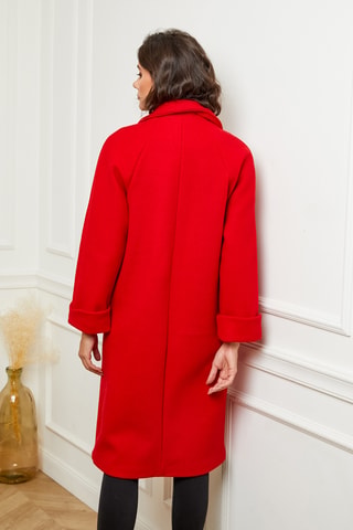 Manteau droit long - Rouge