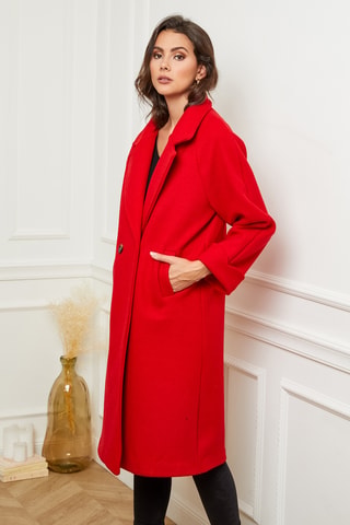 Manteau droit long - Rouge