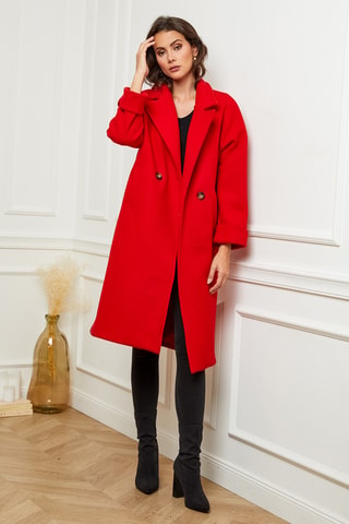 Manteau droit long - Rouge