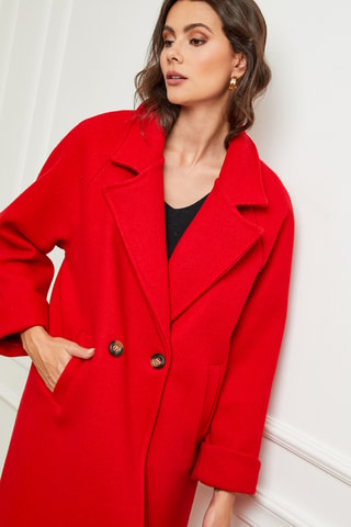 Manteau droit long - Rouge
