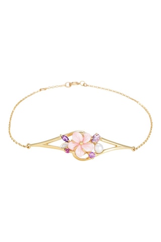 Pulsera Norina - Oro amarillo, diamante, amatistas y rodolita