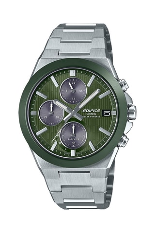 Stalen Quartz Horloge Timeless - Chronograaf - Zilverkleurig en Groen