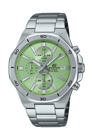 Stalen Quartz Horloge Vintage - Chronograaf - Zilverkleurig en Groen