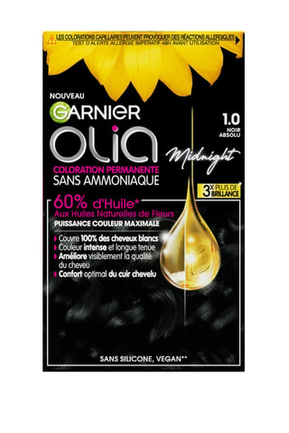 Permanente Kleuring Olia - 1.0 Zwart Absolu - Normaal Haar  - Garnier