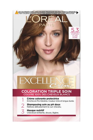 Permanente Kleuring Triple Soin Excellence Crème - 5.3 Châtain clair doré - Normaal Haar