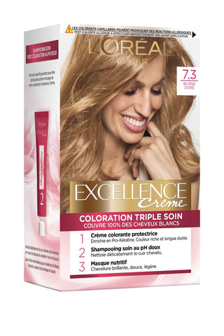 Permanente Kleuring Triple Soin Excellence Crème - 7.3 Goudkleurig Blond - Normaal Haar