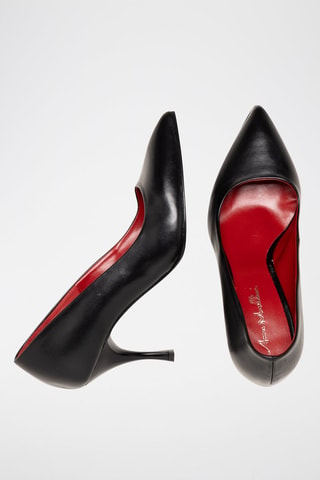 Zapatos de piel de tacón Nesella Burdeos - Negro