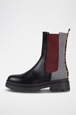 Botines Chelsea de piel y nobuk Malorina - Gris y negro