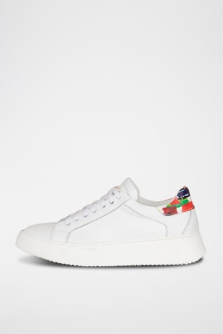 Zapatillas de piel con plataforma Ottora - Blanco y multicolor