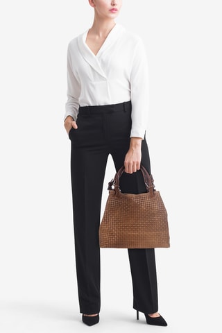Bolso de piel Fosdinovo Verde - Anna Morellini - Marrón