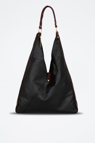 Sac porté épaule en cuir Alettiana - Bordeaux et noir