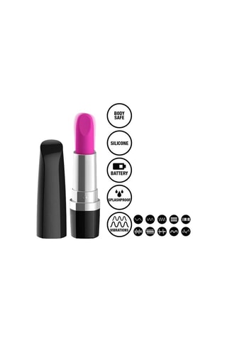 Vibromasseur Easy Lipstick - Noir et rose - 11 cm