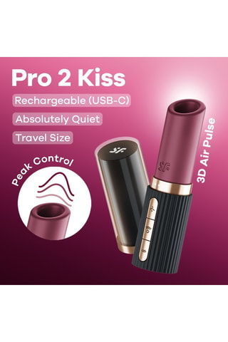 Stimulateur clitoridien Pro 2 Kiss - Noir et bordeaux