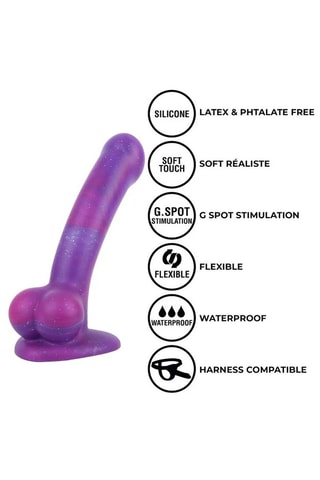 Godemiché waterproof galaxy semi-réaliste - Bleu - Taille M - 12,5 cm