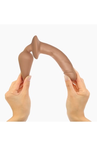 Godemiché réaliste switch plug-in caramel taille L - Beige - 15,5 cm