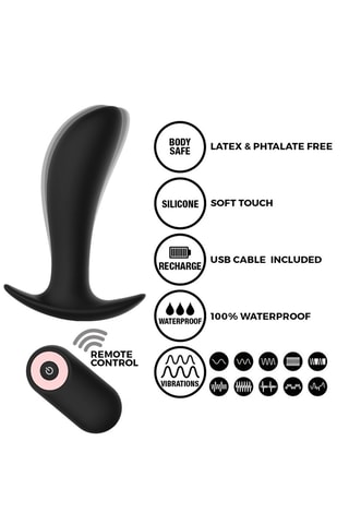 Stimulateur de prostate télécommandé waterproof Smart Plug Control - Noir - 12 cm