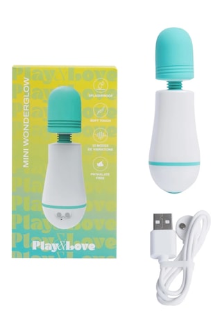 Mini vibromasseur wand Wonderglow - Turquoise