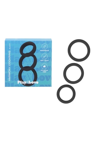 3 anneaux péniens waterproof Harmony - Noir