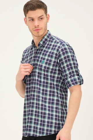 Chemise - Bleu, gris et vert