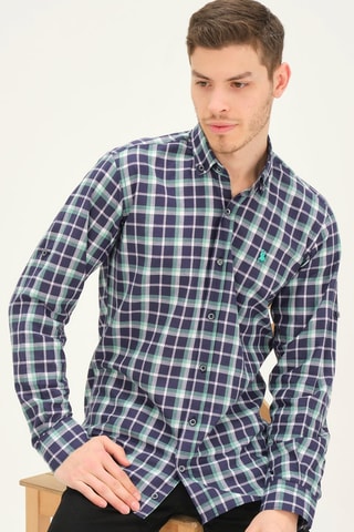 Chemise - Bleu, gris et vert