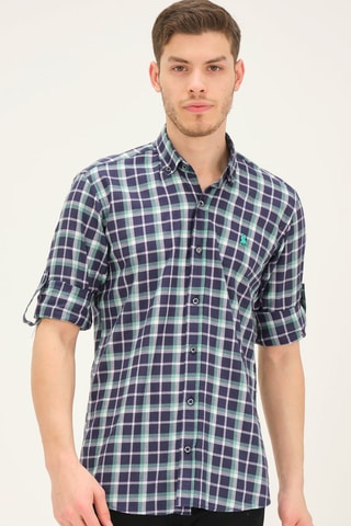 Chemise - Bleu, gris et vert